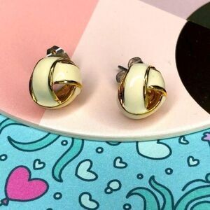 Vintage Studded Knot Enamel Earrings
